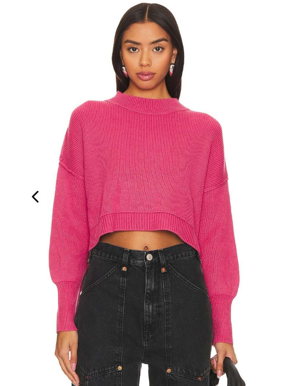 Free People Easy Street Crop Sweater in Mademoiselle Pink Size Large